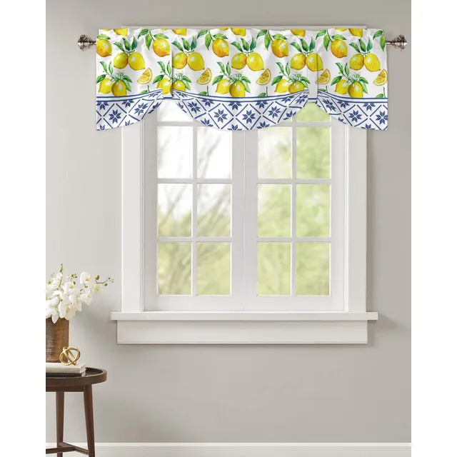 Cenefa Amarre Para Ventana Cocina Verano Limon Amarillo 42 X