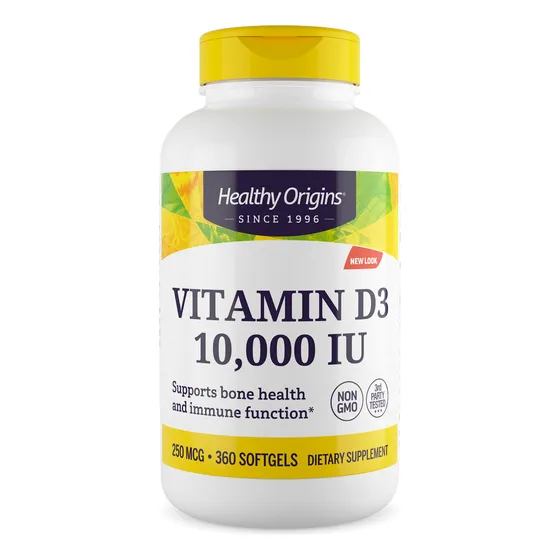 Vitamina D3, 10,000 Ui, 360 Cápsulas Blandas De Healthy Orig
