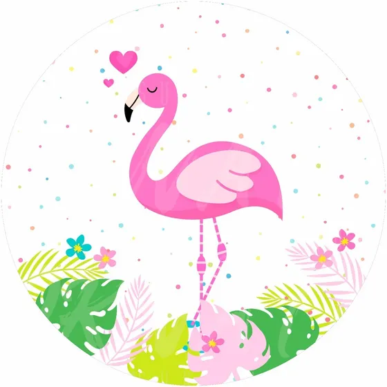 Painel Redondo De Festa Em Tecido Flamingos 013 1,5x1,5m