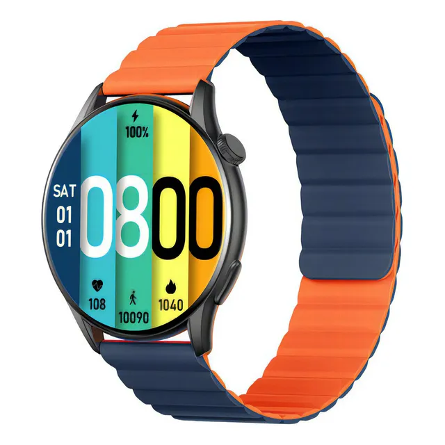 Kieslect Kr Pro Smartwatch 1.43 Amoled Color de la caja Negro Color de la malla Bicolor Color del bisel Negro Diseño de la malla Magnetica