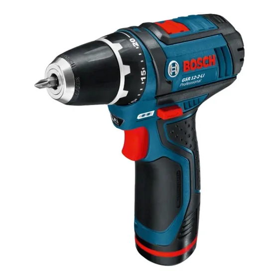 Taladro percutor atornillador inalámbrico de 10mm Bosch GSR 12-2-LI 12V + accesorio con maletín de transporte