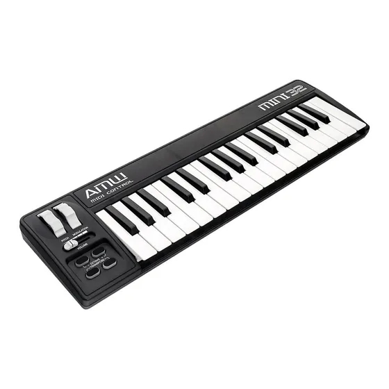 Amw Mini 32 Black Teclado Controlador Midi Usb Pro 32 teclas Sensíveis ao toque Entrada Sustain Pitch e Modulation
