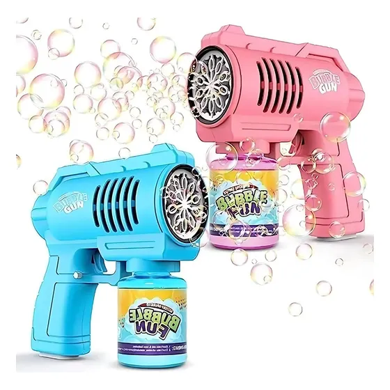 Brinquedo Lança Bolha De Sabão Pistola Bazuca Com Luz Led Cor Rosa