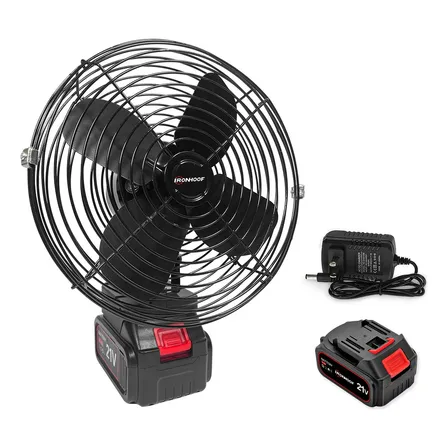 Ventilador Portátil Recargable Inalámbrico 4.0ah 8-inch 30w Estructura Negro Diámetro 8   Material De Las Aspas Plástico