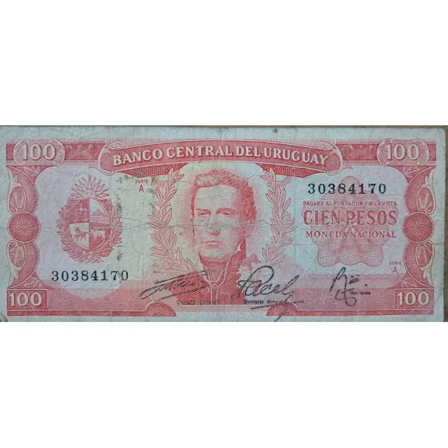 Billete Antiguo De 100 Pesos Uruguayos