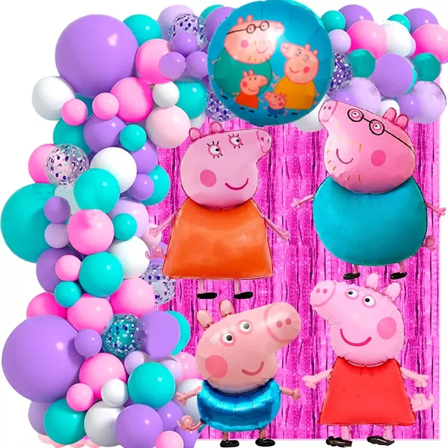 Globo Peppa Pig Globos Metalizado Pepa Cerdita Número Látex
