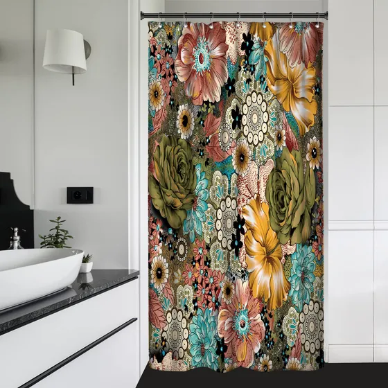 Riyidecor Cortina Ducha Estilo Bohemio Diseño Mandala 36  X