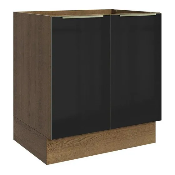 Gabinete Bajo Cocina Madesa Lux 70cm Sin Encimera Mn Color Rustic/Negro