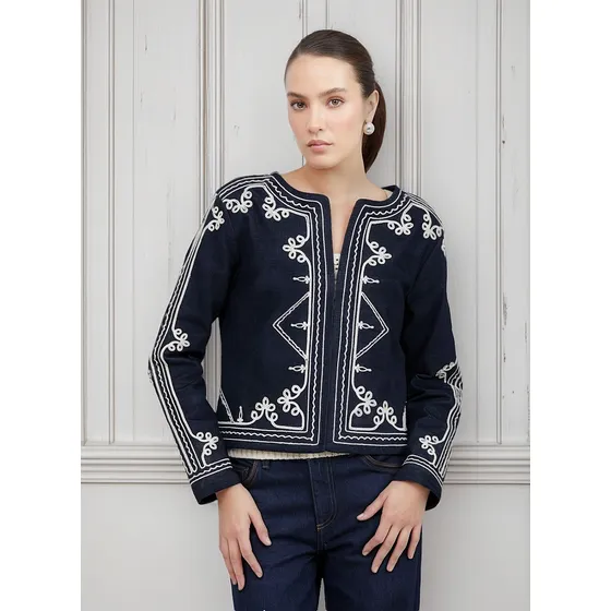 Chaqueta Mujer Larga  721g004 Azul