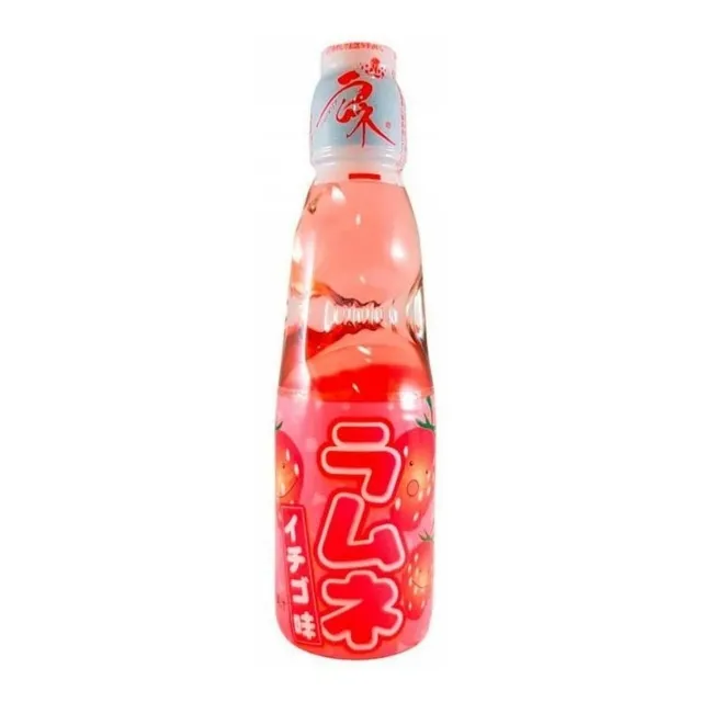Bebida Japonesa Ramune Sabor Original Fresa 200ml Gasificada