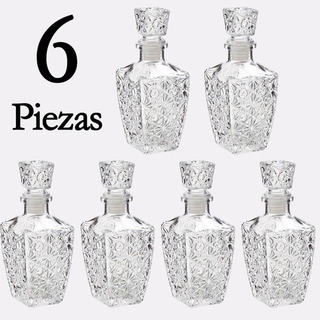 Juego 6 Licoreras Vidrio Cristal Agua Vino 250 Ml Diamante Juego 6 Licoreras Vidrio Cristal Agua Vino 250 Ml Diamante