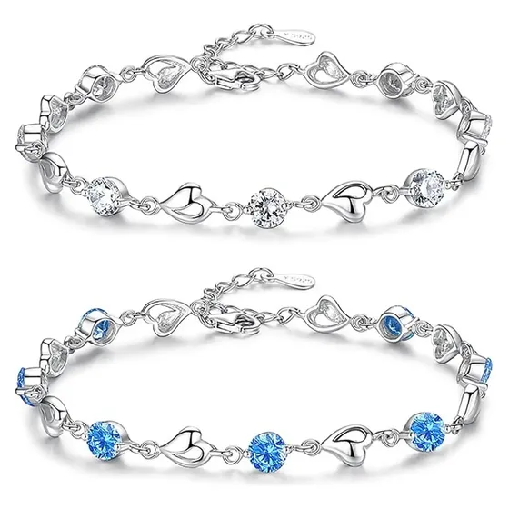 Fuezoiu 2pz Pulseras Brazaletes Plata Forma Corazón Ajustable Joyeria Moda Mujer Regalo