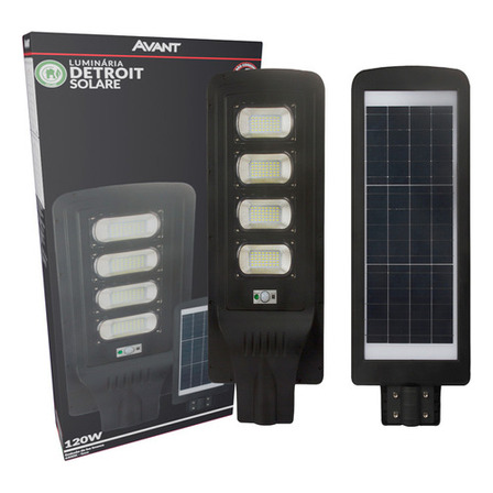 Luminaria Led Poste Detroit Solare 6500k 120w Ip65 - Avant Preto Branco-frio Luminaria Led Poste Detroit Solare 6500k 120w Ip65 - Avant Preto Branco-frio