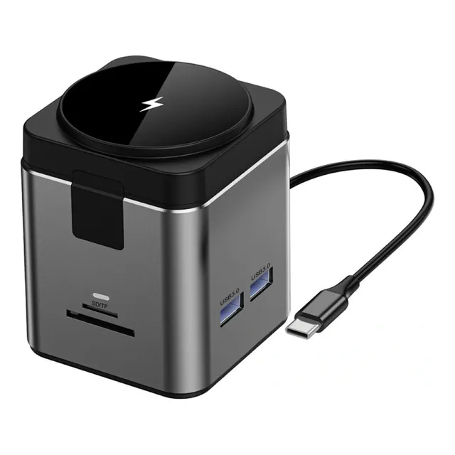 Wiwu Cube Hub Wi-w025 Hub Usb-c Con Carga Inalambrica Y Magn