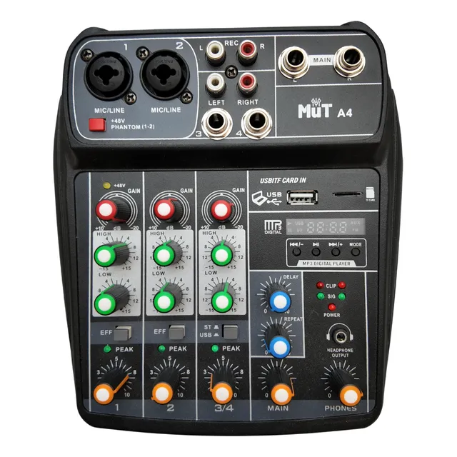 Mixer Pasivo Consola 4ch Efectos Bt Delay Usb Mut