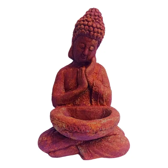 Estatua Imagen Buda Meditando Con Piedras De Sal Yeso 28cm