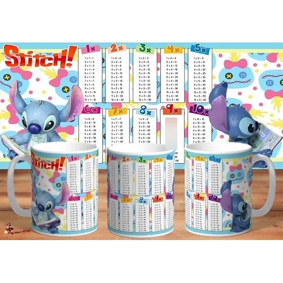 Taza Tablas De Multiplicar Con Stitch Matematicas