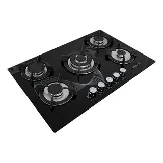Parrilla A Gas De Cristal Templado 5 Quemadores Gravita Negro Gb7603gb