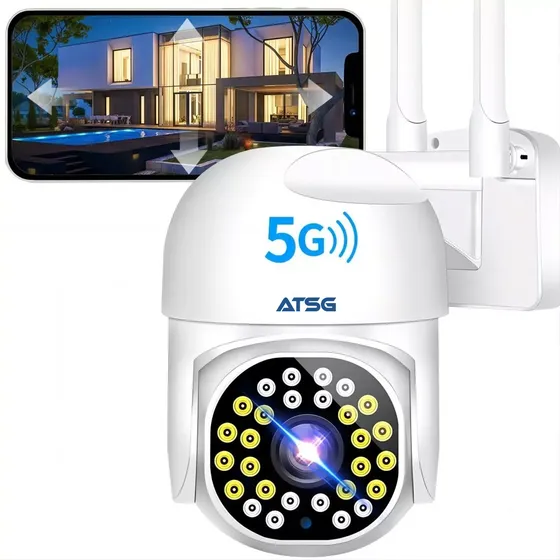 Atsg® Cámaras De Seguridad 28 Leds Hd Cámara Exterior Visión Nocturna A Todo Color Detección De Movimiento Seguimiento De Movimiento Alarma De Movimiento