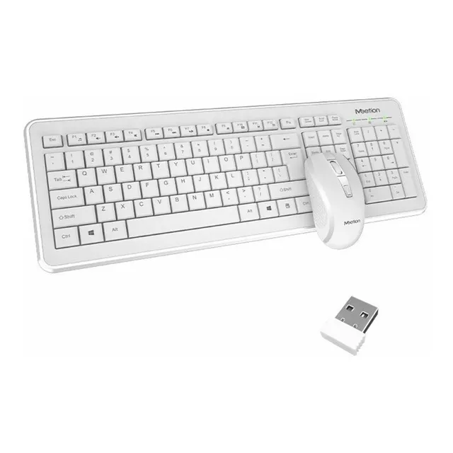Combo Teclado Y Mouse Inalambrico Meetion Teclas Slim Suaves Color del teclado Blanco