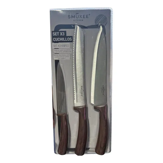 Cuchillos X3 Piezas Smukee Y A Color Café