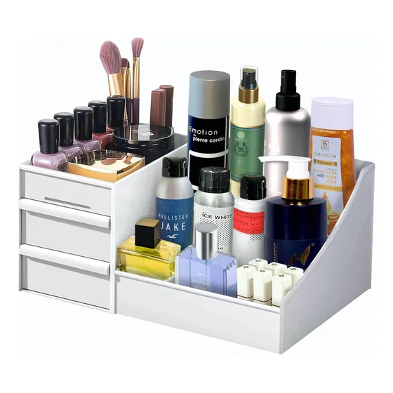 Organizador De Cosméticos Escritorio Tocador Baño Y Mas Rubrykaz Amovee Color Blanco Calidad Everest
