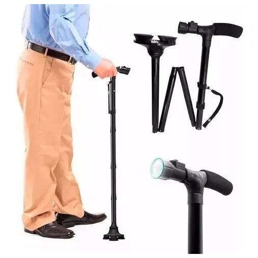 Baston Metal Plegable Con Luz Led 4 Soportes - Original