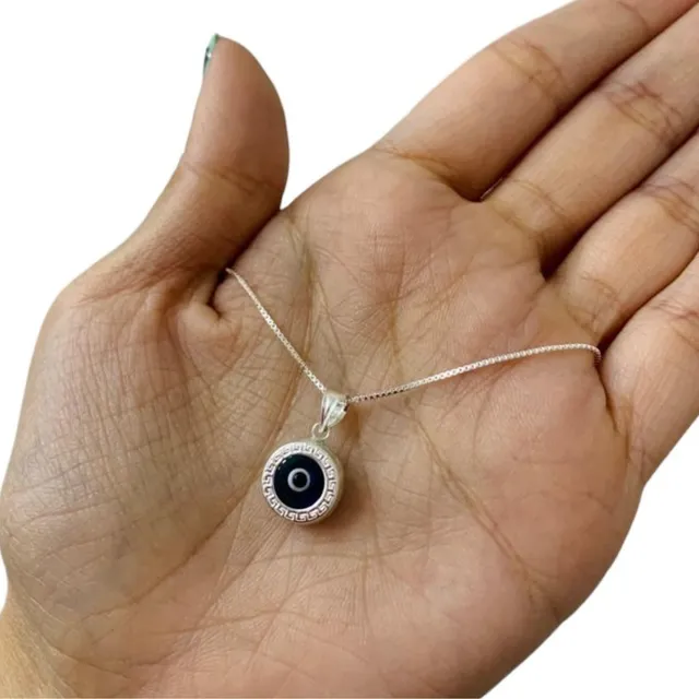 Cadena Dije Ojo Turco Plata 925 Protección Regalo Mujer