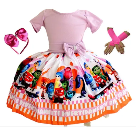 Vestido Infantil Meninas Varios Temas Luxo Minnie Rosa