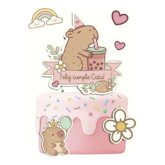 Kit Capibara Imprimible Para Cumpleaños Pdf Texto Editable