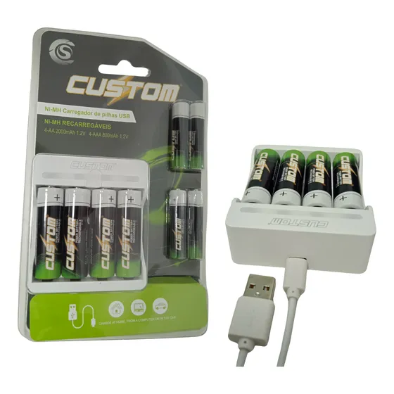 Carregador Profissional Pilha Usb Bivolt Aa Aaa Recarregável