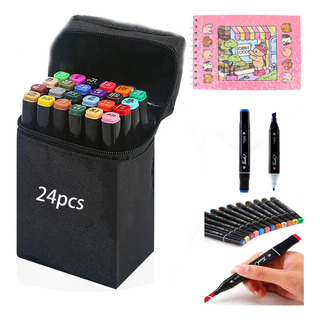 Livro Para Colorir + Marcadores De Ponta Dupla 24 Cores B Livro Para Colorir + Marcadores De Ponta Dupla 24 Cores B