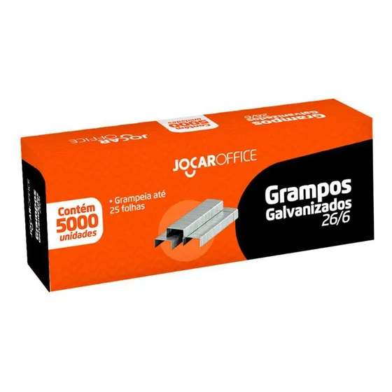 Caixa C/ 5000 Unid Grampo Cobreado 26/6 Jocar Office Leonora