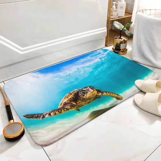 Alfombrilla Baño Tortuga Oceano Antideslizante Absorbente 15