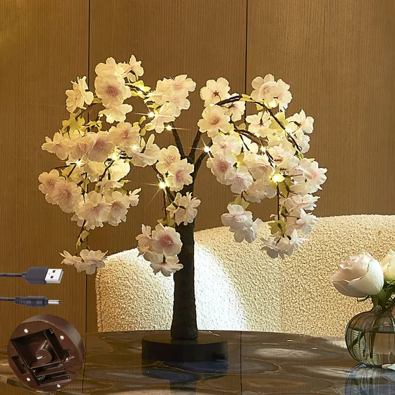 Árvore De Cerejeira Iluminada Litbloom Rosa 45 Cm 40 Led