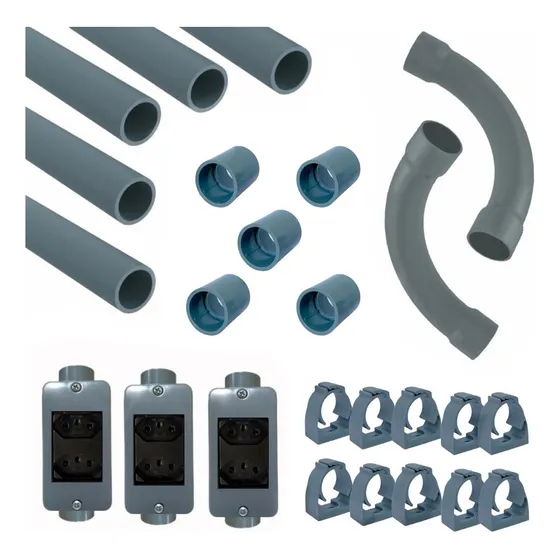 Kit 5 Eletrodutos 3/4 + 3 Caixas Condulet C/tomada Dupla 10a