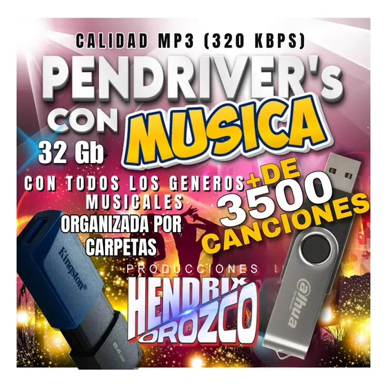 Pendriver Con Música Con Todos Los Géneros Musicales 32 Gb