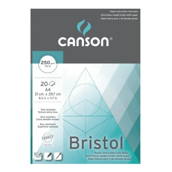 Block Canson Bristol De 250 G, Tamaño A4 Por 20 Hojas