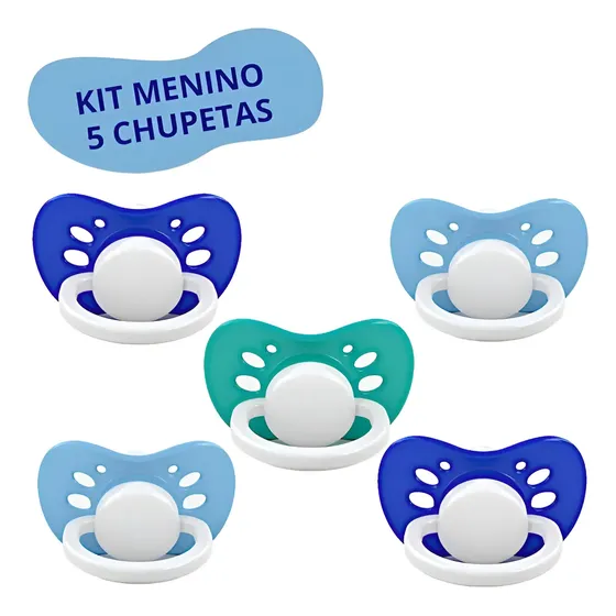Kit Bebê Menino - Chupeta Ortodôntica Bico Silicone C/5