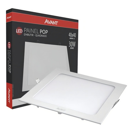 Painel Led Embutir Quadrado Slim 30w 6500k Avant Cor Branco Frio Painel Led Embutir Quadrado Slim 30w 6500k Avant Cor Branco Frio