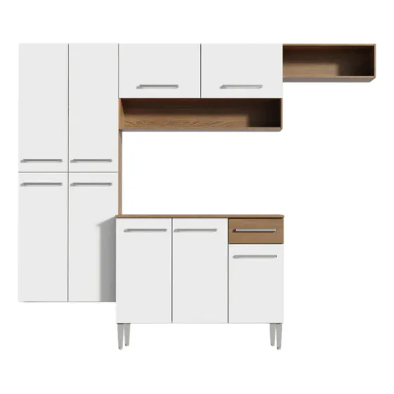 Mueble De Cocina Completo 229cm Alacena Bajo Mesada Color Blanco