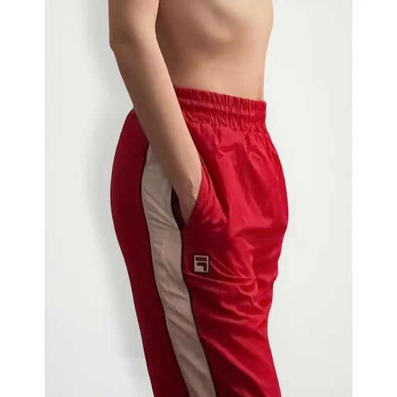 Pantalón De Pants Fila  Rojo Con Blanco Rompe Vientos