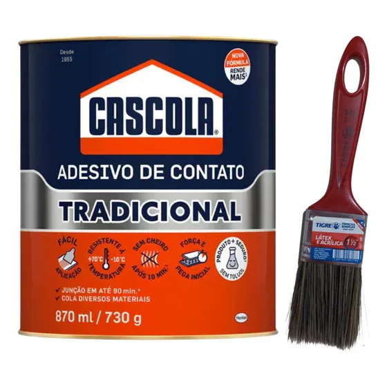 Kit Cola Contato Cascola 730g Sapateiro + Pincel P/aplicação