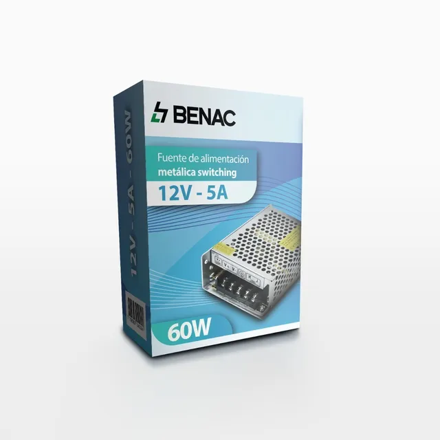 Fuente Switching 12v 5a Metal Bornera Tira Led Trafo Benac