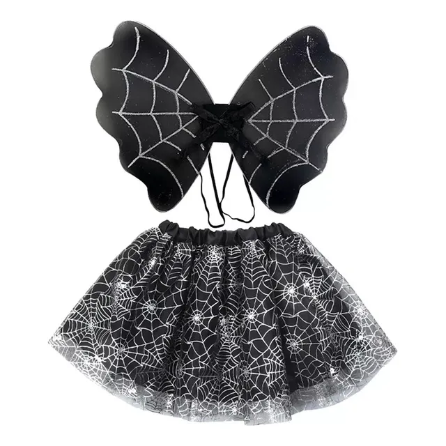 Disfraz Kit Vampirita Alas + Tutu Arañas Hada Arañita Disfraz Niña Halloween Cosplay