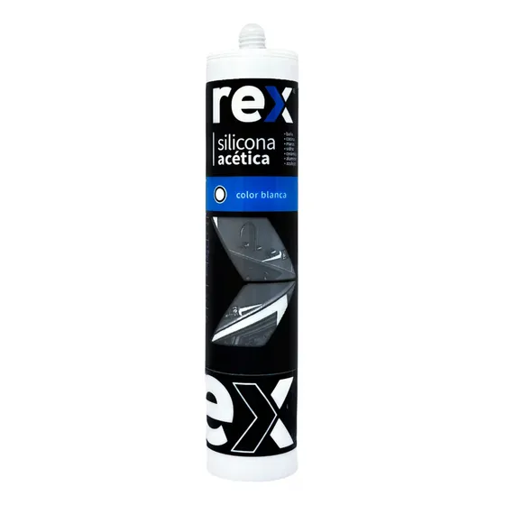 Set 6 Silicona Acetica Blanca 300ml- Rex