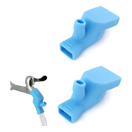 Kit 2 Extensores De Torneira De Silicone Macia Infantil Kid Azul