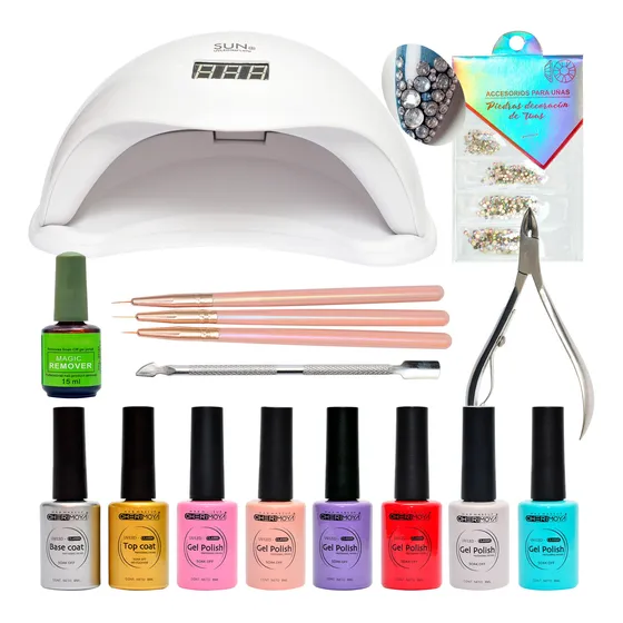 Kit De Esmaltado Permanente Completo + Lampara 48 Watts