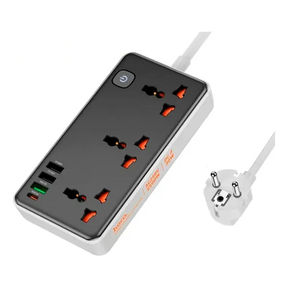 Extension Socket Hoco Ac8 30w Puesto Usb A - Tipo C Color Negro
