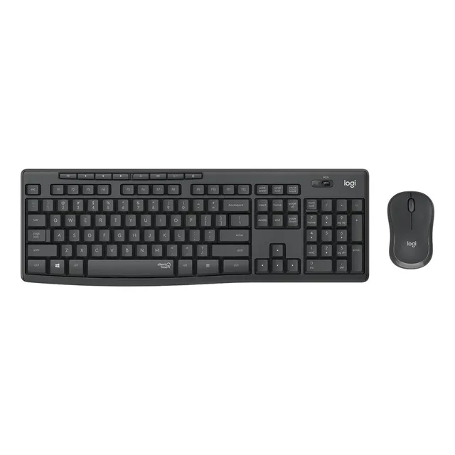 Kit de teclado y mouse inalámbrico Logitech MK295 Español Latinoamérica de color negro